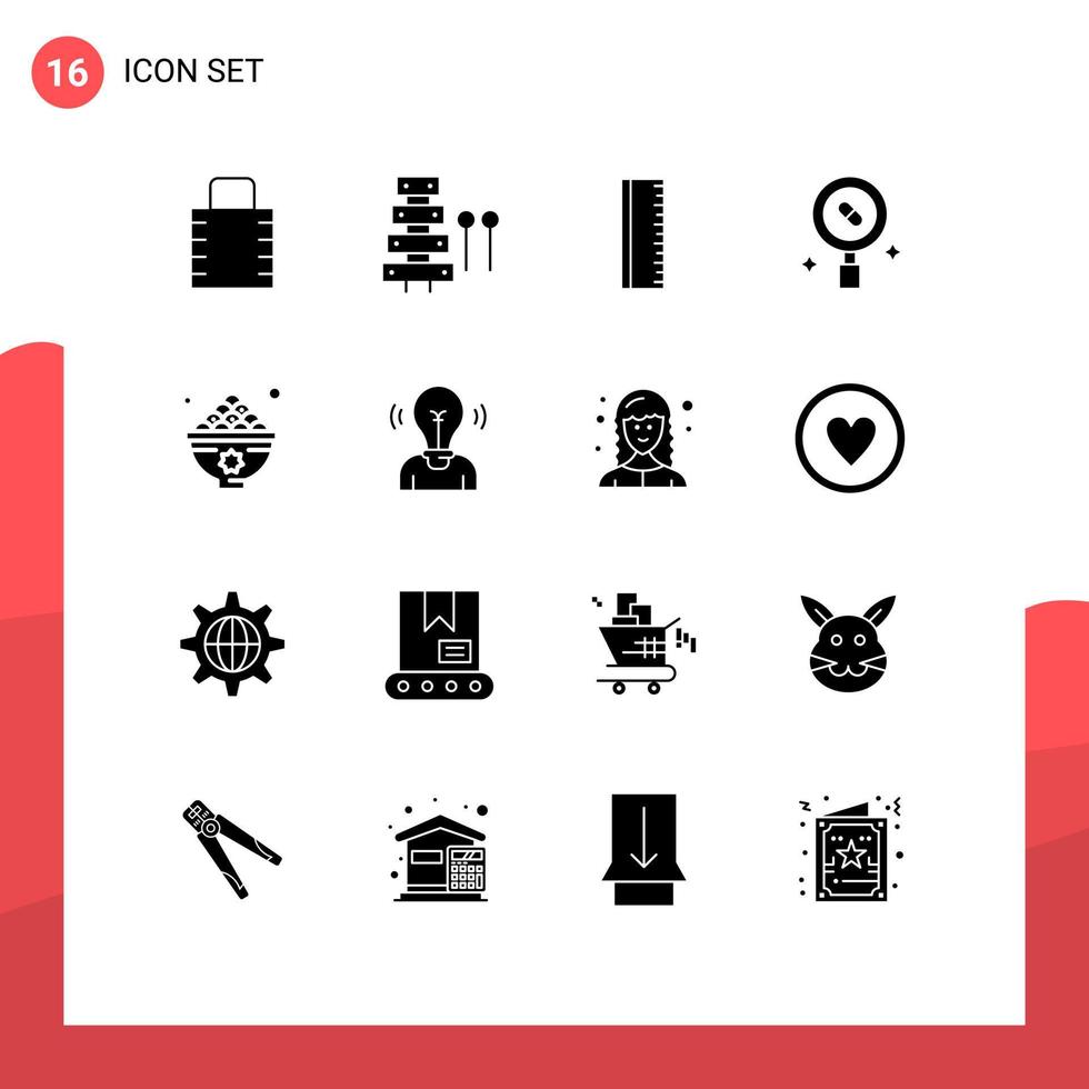 16 Universal Solid Glyph Signs Symbols of dates medicine xylophone medical research Editable Vector Design Elements