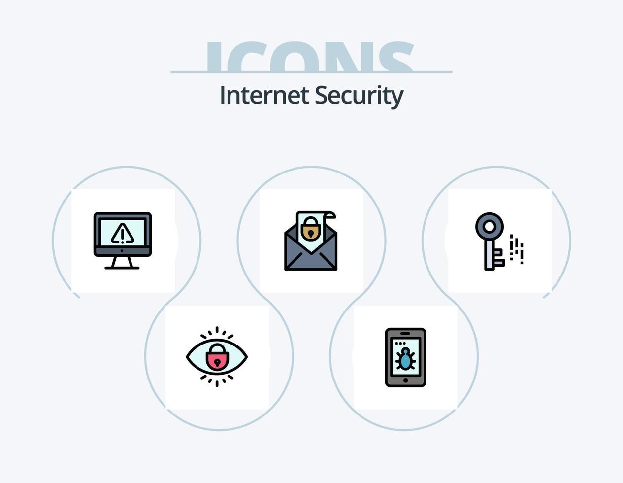 Internet Security Line Filled Icon Pack 5 Icon Design. web security. password. computer. internet. security vector