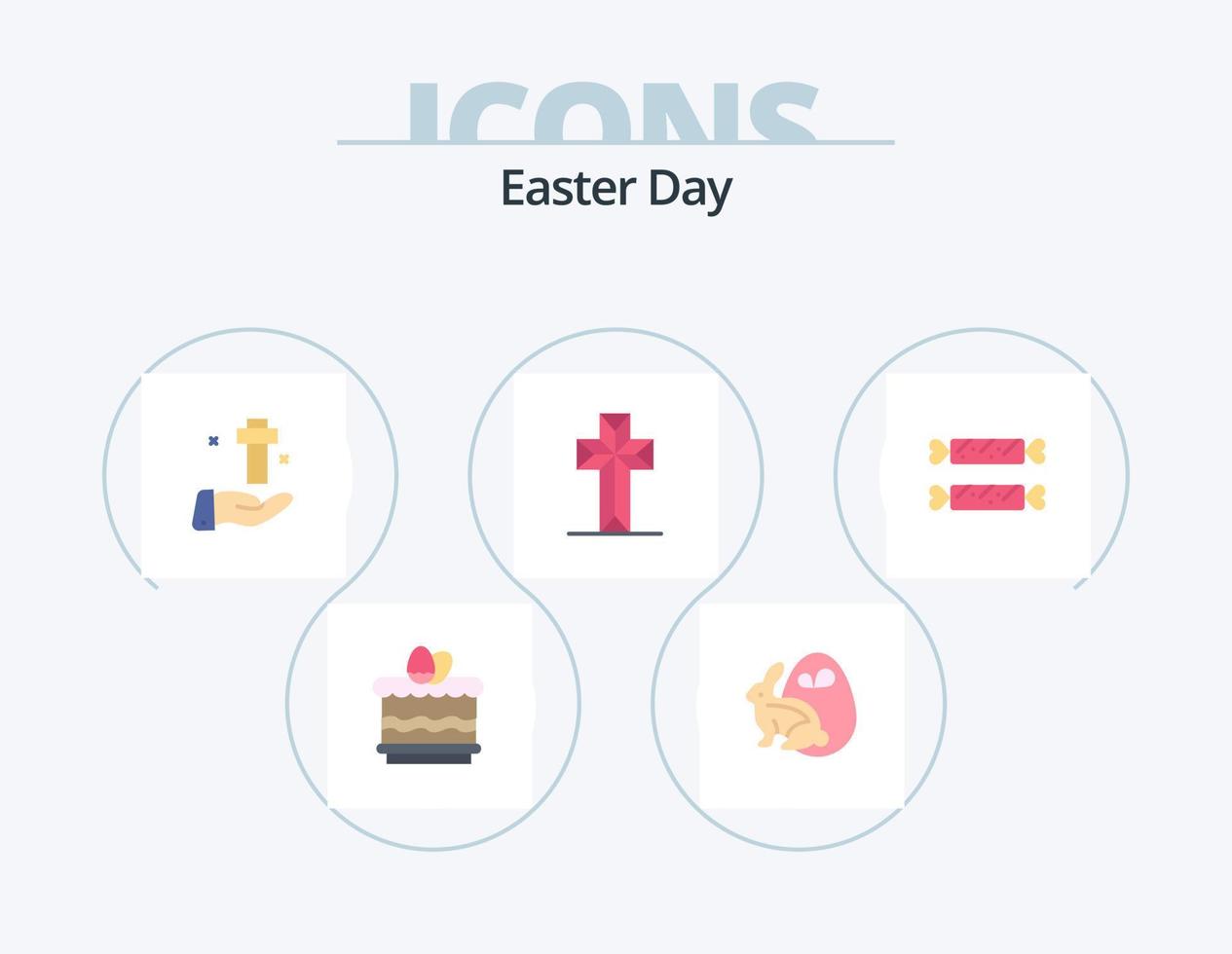 paquete de iconos planos de pascua 5 diseño de iconos. dulce. cruzar. mano. cristiano. Pascua de Resurrección vector