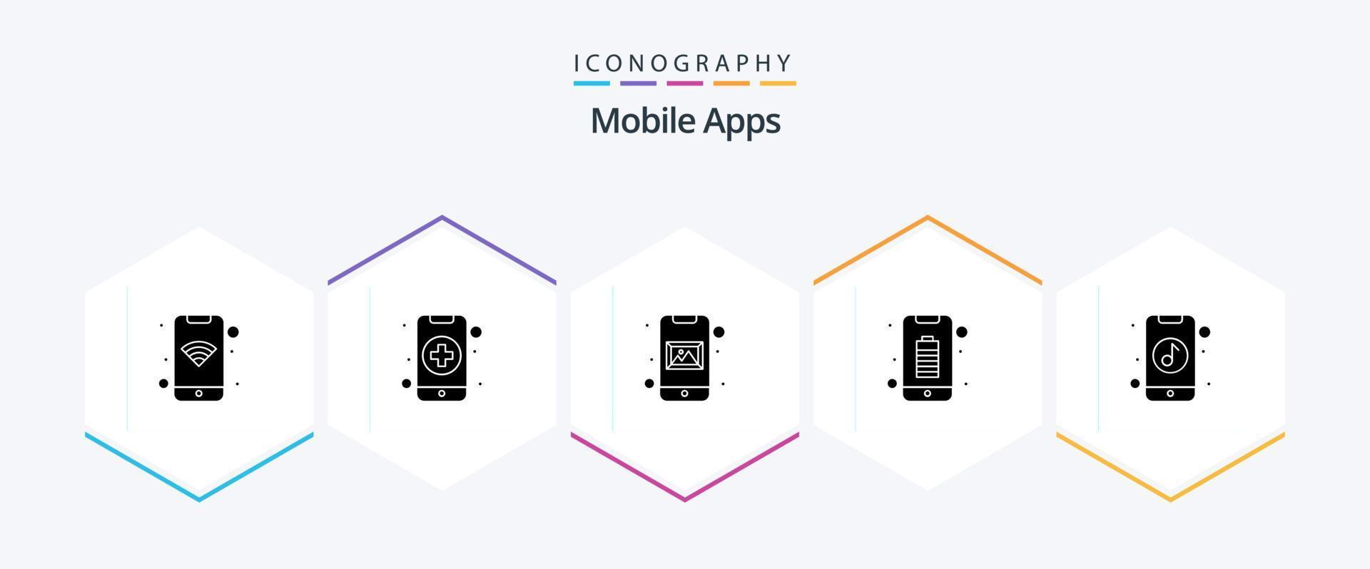 Mobile Apps 25 Glyph icon pack including app. mobile. app. full. app vector