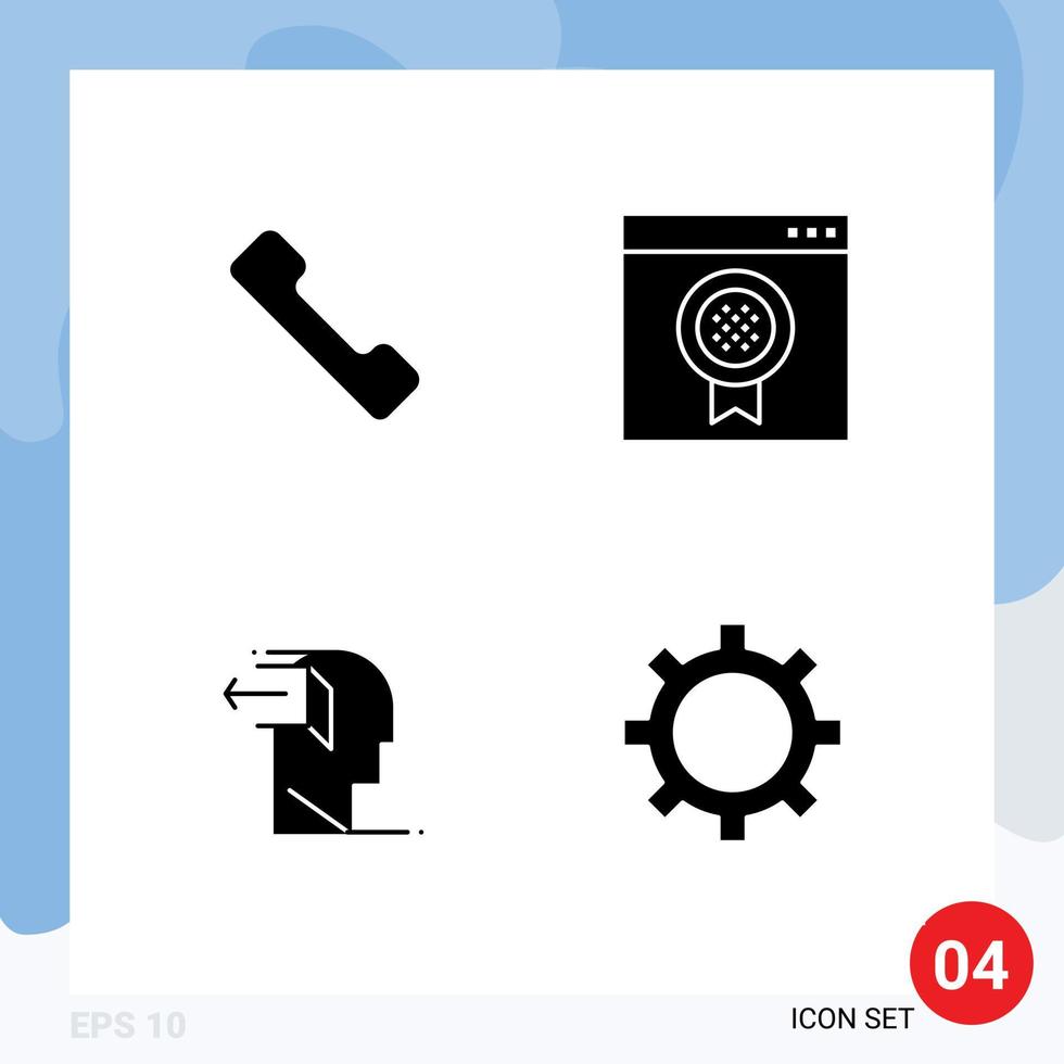 conjunto moderno de 4 glifos y símbolos sólidos, como elementos de diseño de vectores editables de lanzamiento en línea de premios negativos telefónicos