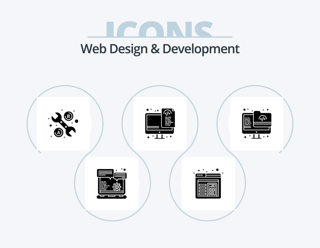 diseño y desarrollo web paquete de iconos de glifos 5 diseño de iconos. monitor. archivo. reparar. archivos mejoramiento vector