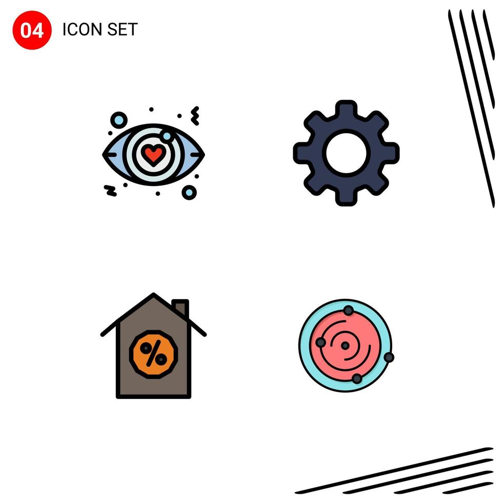 Stock Vector Icon Pack of 4 Line Signs and Symbols for dating property basic setting univers Editable Vector Design Elements