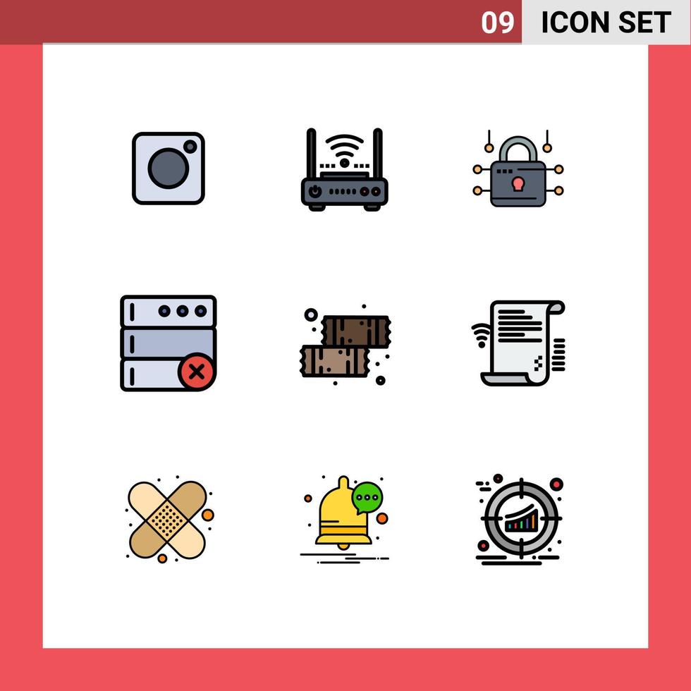 9 Creative Icons Modern Signs and Symbols of dessert serve modem delete secure Editable Vector Design Elements