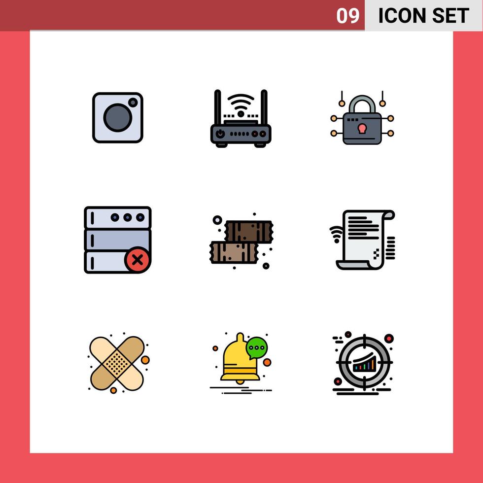9 iconos creativos signos y símbolos modernos de postre servir módem eliminar elementos de diseño vectorial editables seguros vector
