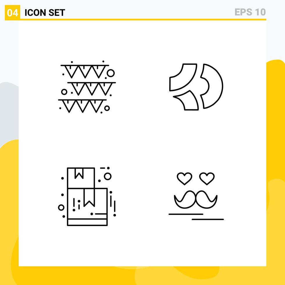 Set of 4 Modern UI Icons Symbols Signs for festival shop game credits crypto currency day Editable Vector Design Elements