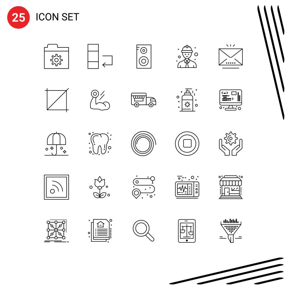 Mobile Interface Line Set of 25 Pictograms of design open school mail email Editable Vector Design Elements