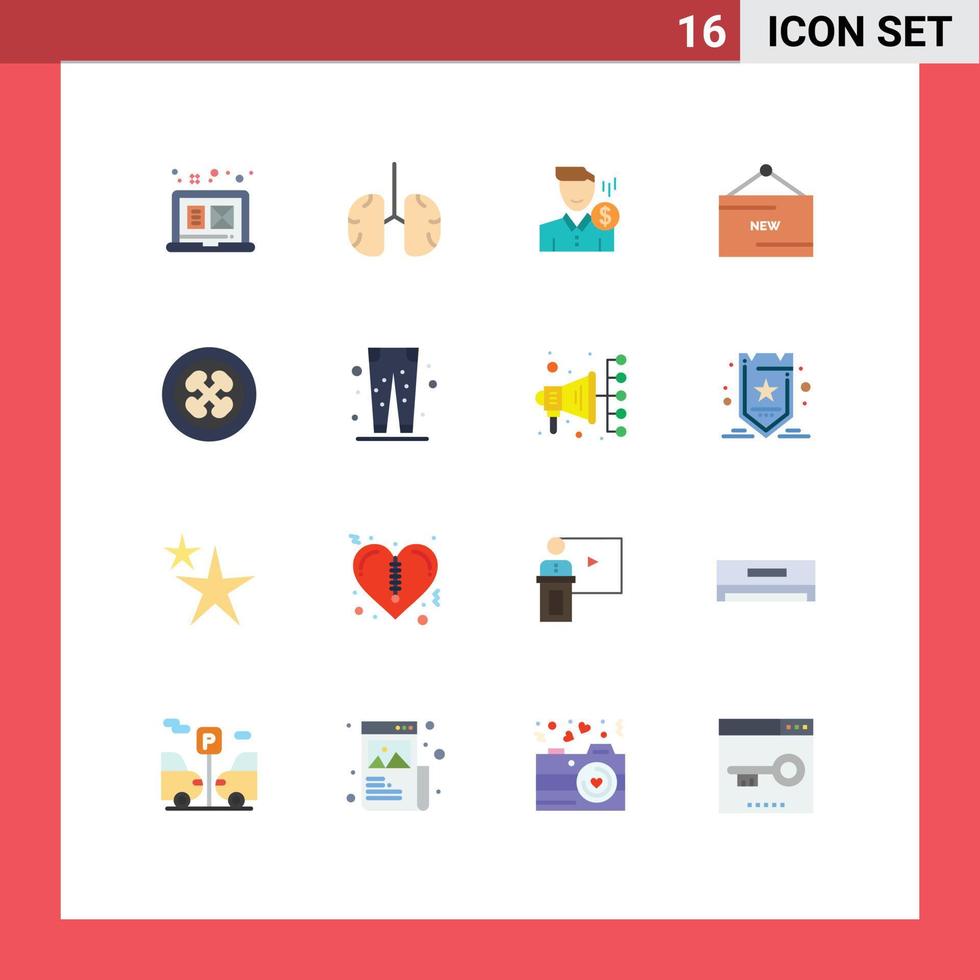 16 Thematic Vector Flat Colors and Editable Symbols of line user healthcare salary money Editable Pack of Creative Vector Design Elements