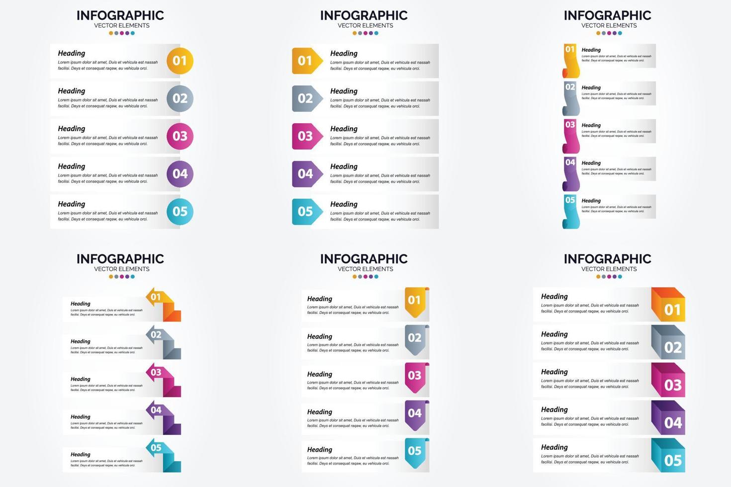 The flat design vector infographics in this set are ideal for advertising in a brochure. flyer. or magazine.