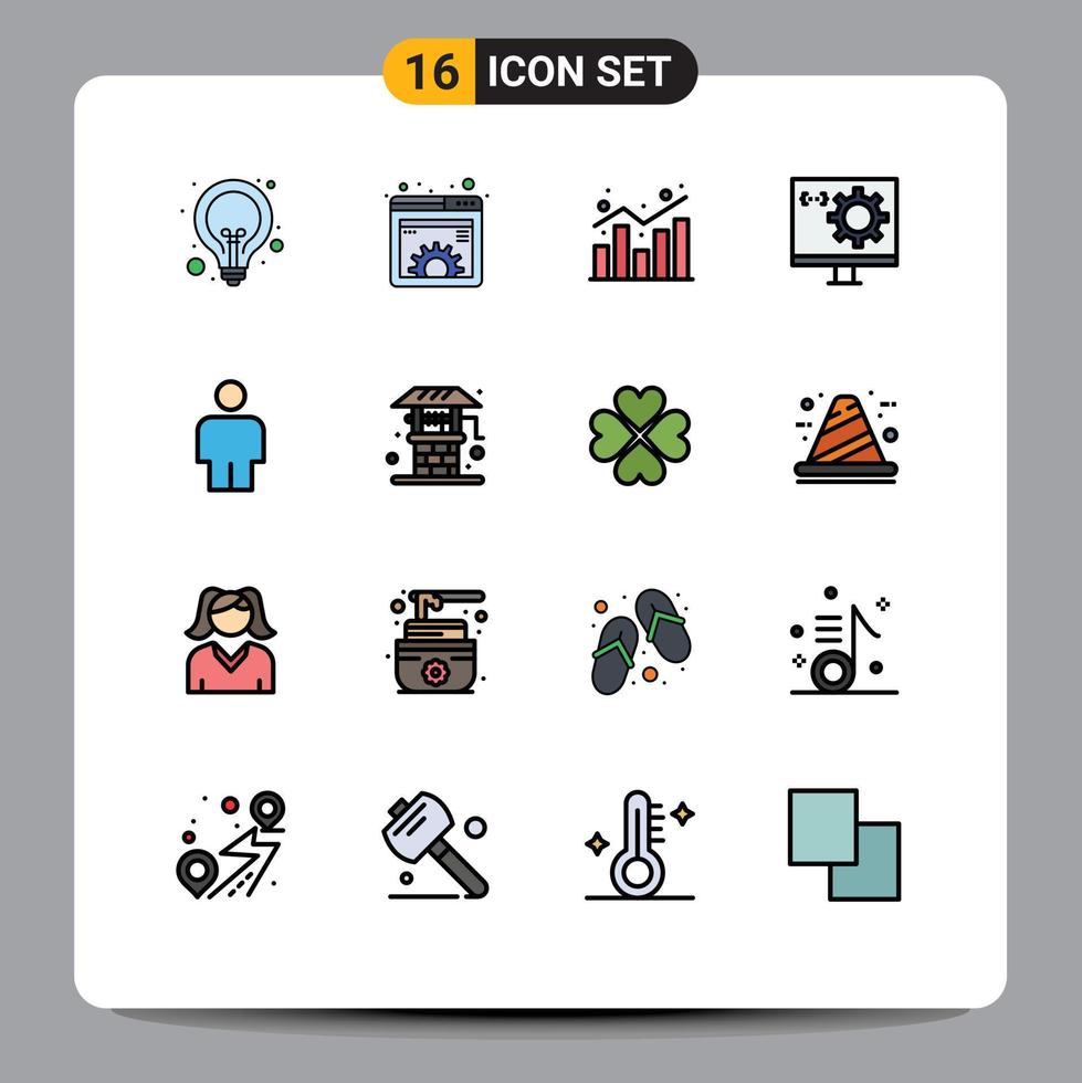 Stock Vector Icon Pack of 16 Line Signs and Symbols for develop coding management statistics report Editable Creative Vector Design Elements