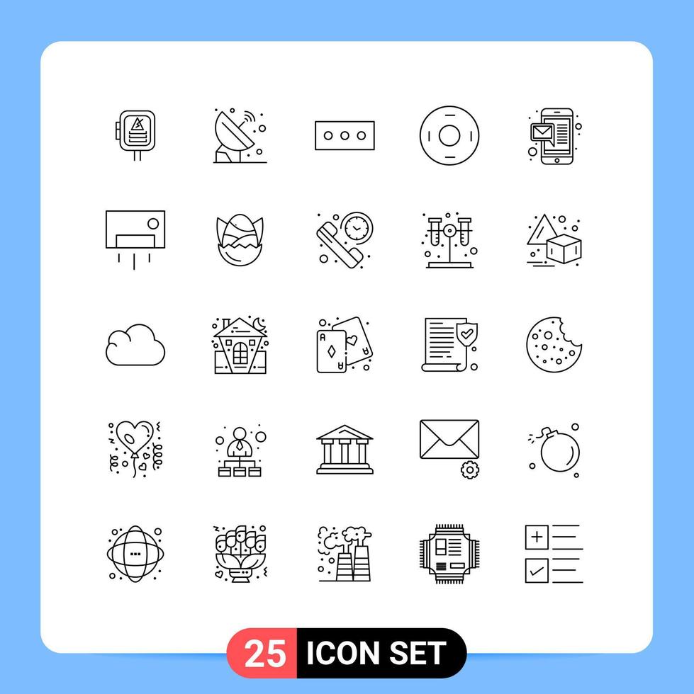 Mobile Interface Line Set of 25 Pictograms of mobile email space symbols sign Editable Vector Design Elements