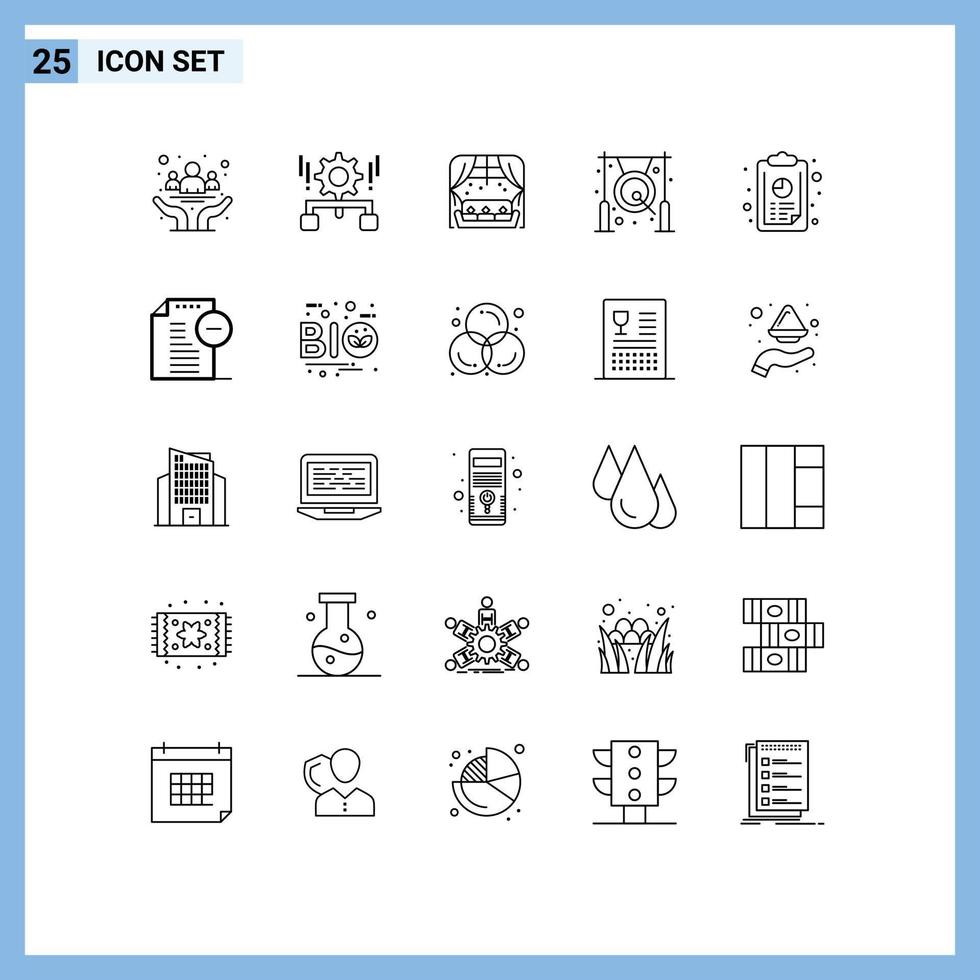 25 Universal Lines Set for Web and Mobile Applications gong bell setting asian window Editable Vector Design Elements