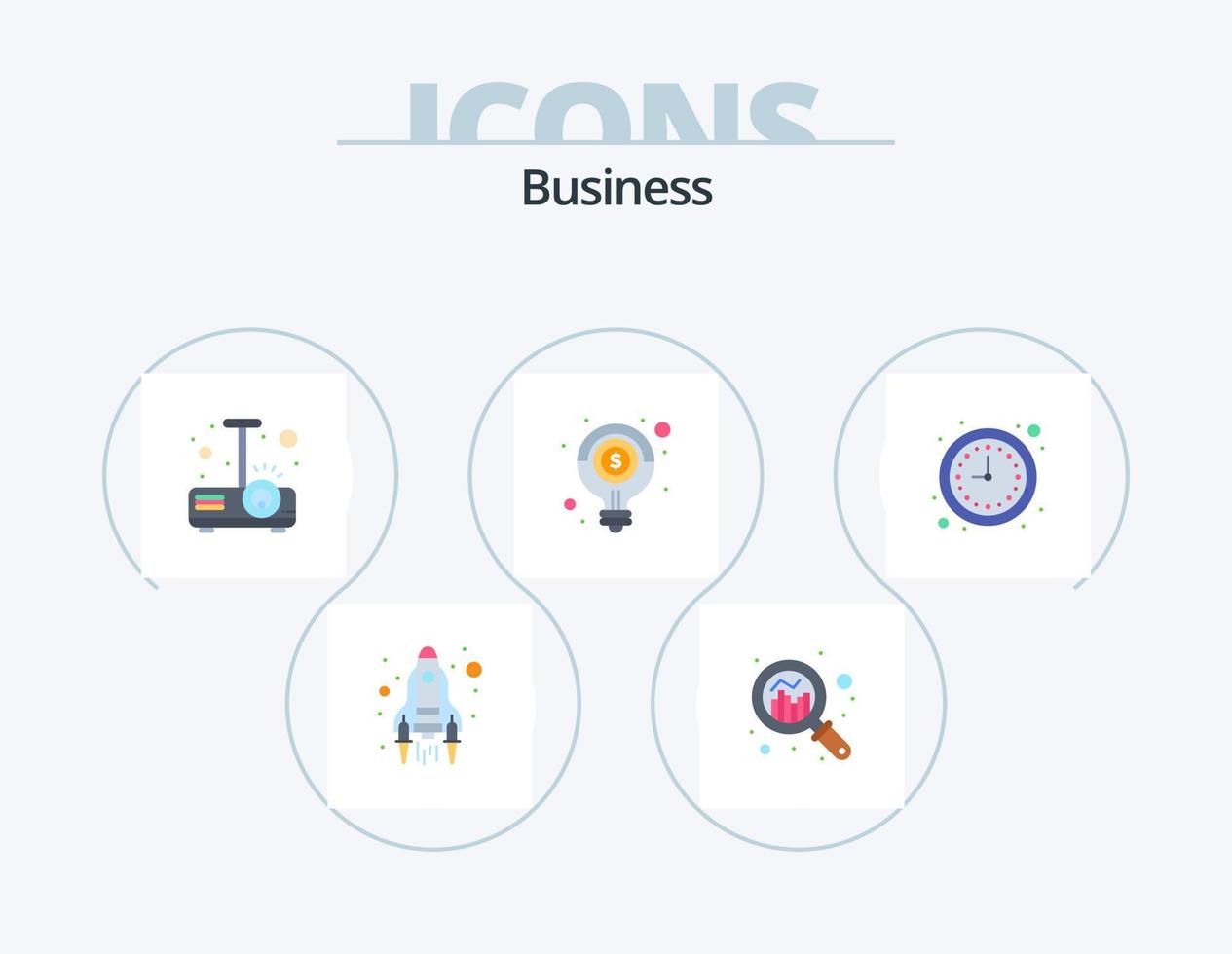 Business Flat Icon Pack 5 Icon Design. business. money. beamer. light bulb. idea vector