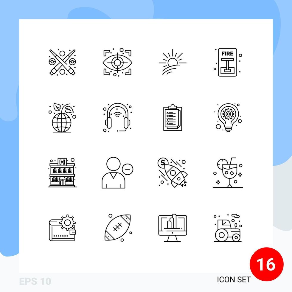 16 Thematic Vector Outlines and Editable Symbols of environment earth day light fire escape Editable Vector Design Elements