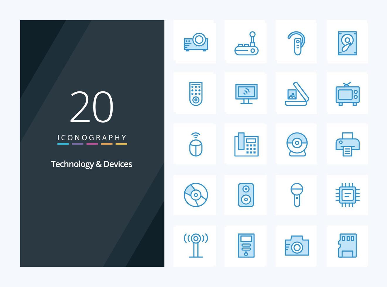 20 Devices Blue Color icon for presentation vector