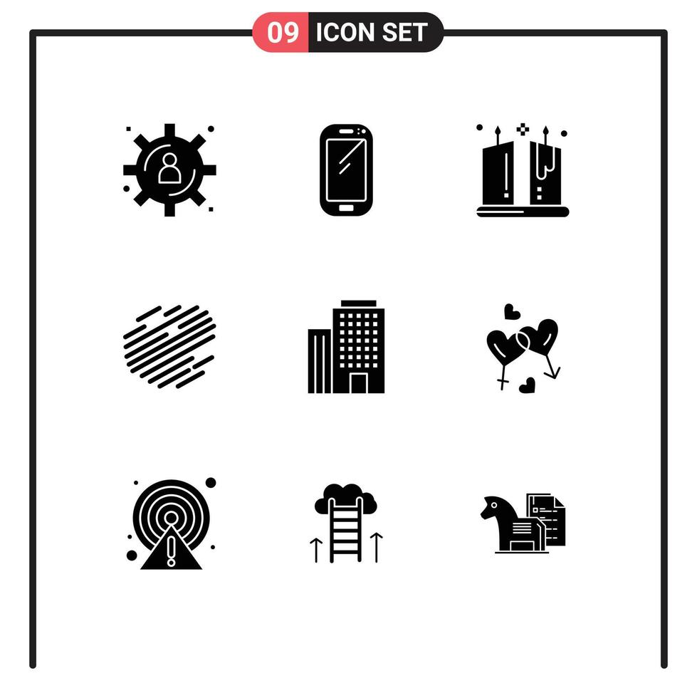 Universal Icon Symbols Group of 9 Modern Solid Glyphs of office crypto currency candle crypto factom Editable Vector Design Elements