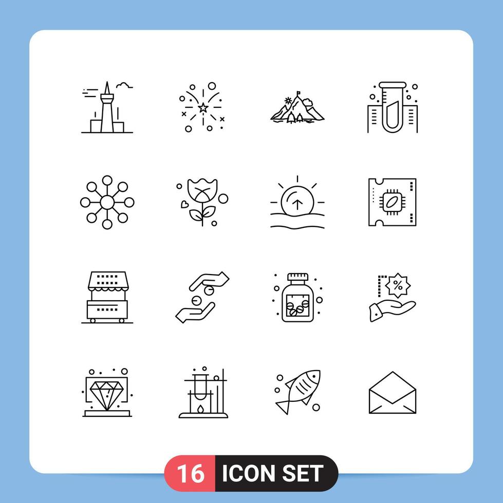 16 Universal Outline Signs Symbols of gas experiment usa chemistry mountain Editable Vector Design Elements