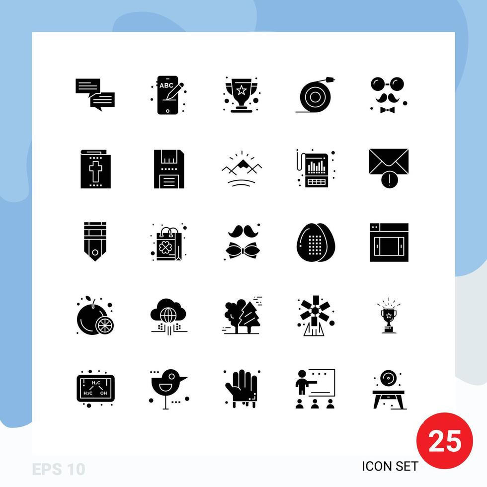 25 Solid Glyph concept for Websites Mobile and Apps fathers brim winner avatar pipe Editable Vector Design Elements