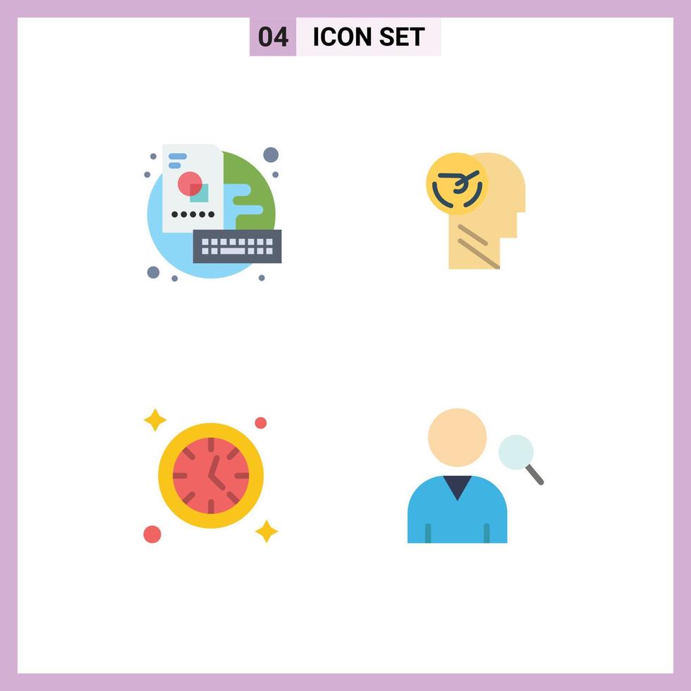 Editable Vector Line Pack of 4 Simple Flat Icons of board watch creative faster time Editable Vector Design Elements