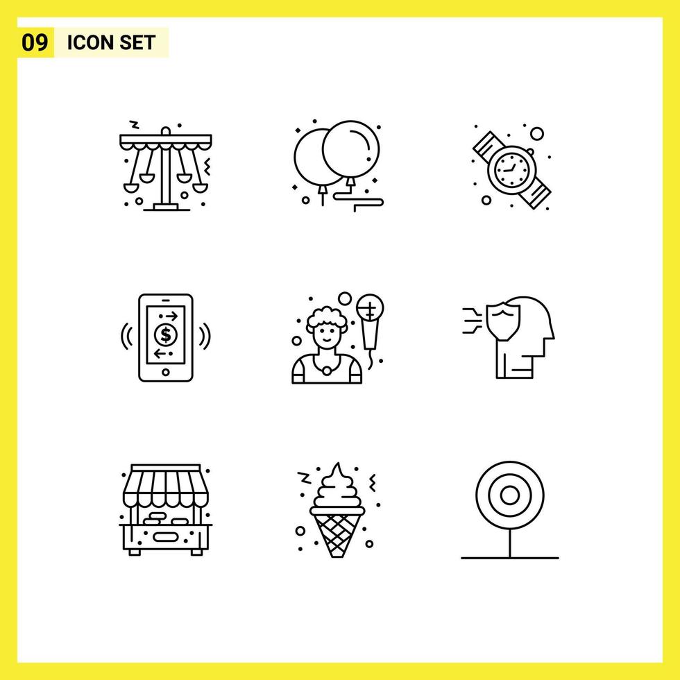Pack of 9 creative Outlines of man communications party internet of things connections Editable Vector Design Elements