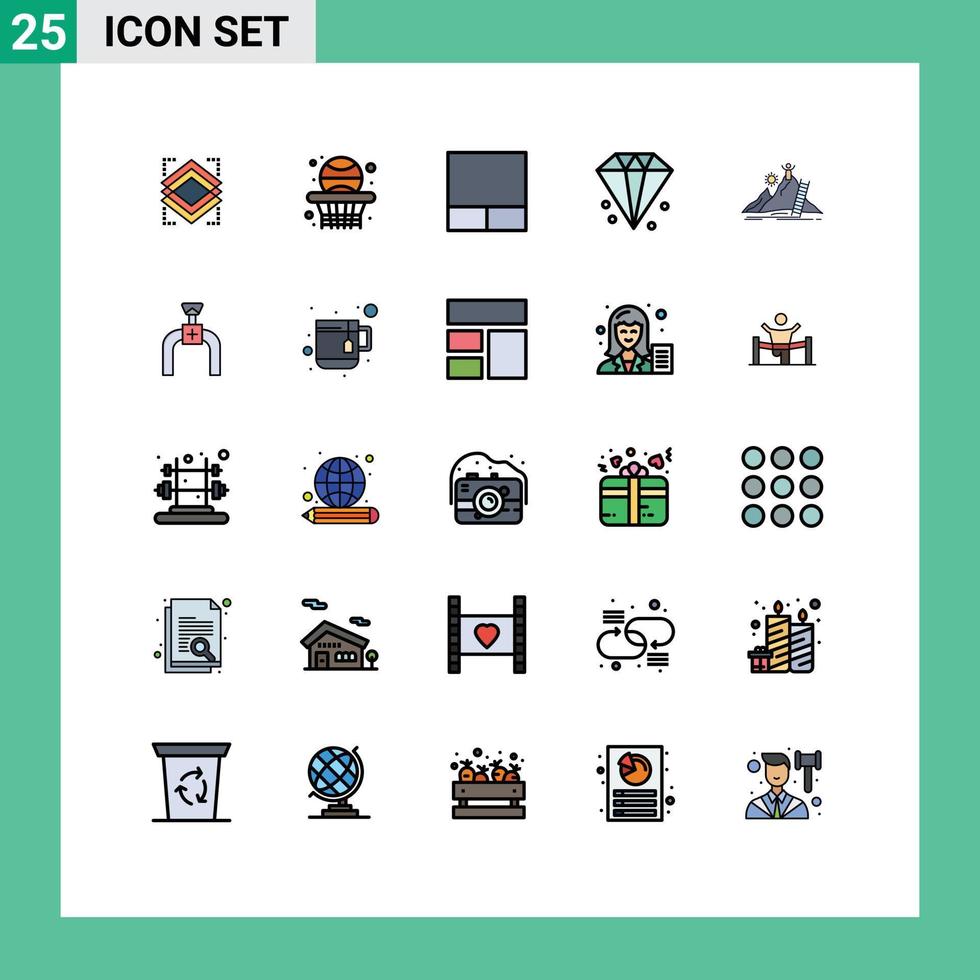 Pictogram Set of 25 Simple Filled line Flat Colors of leader personal grid success finance Editable Vector Design Elements