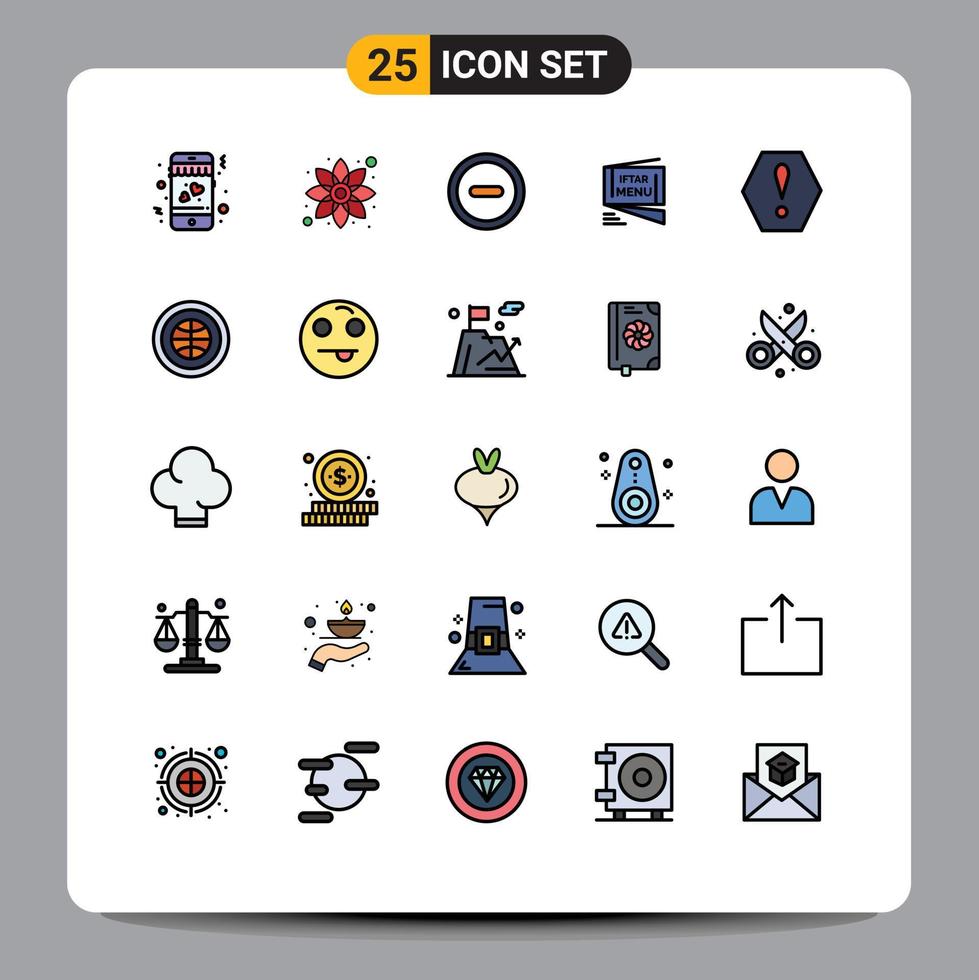 Set of 25 Modern UI Icons Symbols Signs for warning error minus fast ramadan Editable Vector Design Elements