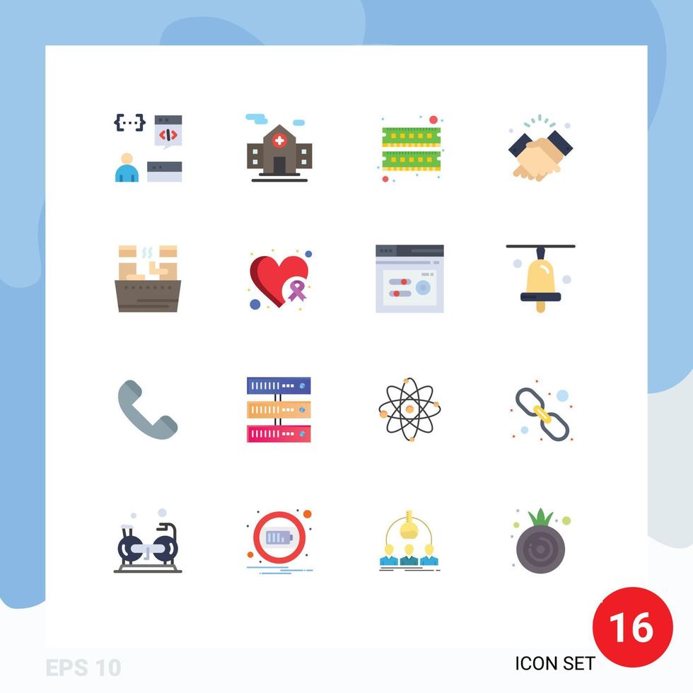 Set of 16 Vector Flat Colors on Grid for beauty muslim computer hand handshake Editable Pack of Creative Vector Design Elements