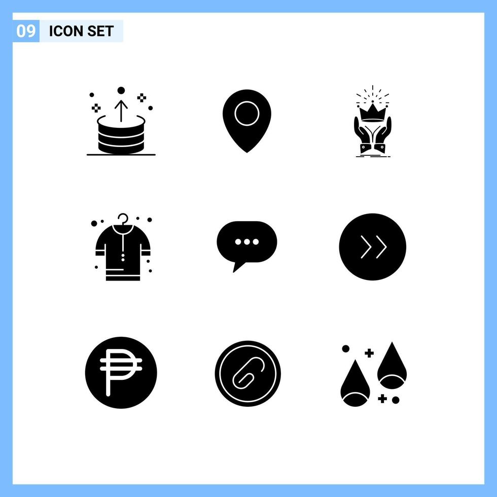 9 Thematic Vector Solid Glyphs and Editable Symbols of comment shopping crown cloth royal Editable Vector Design Elements