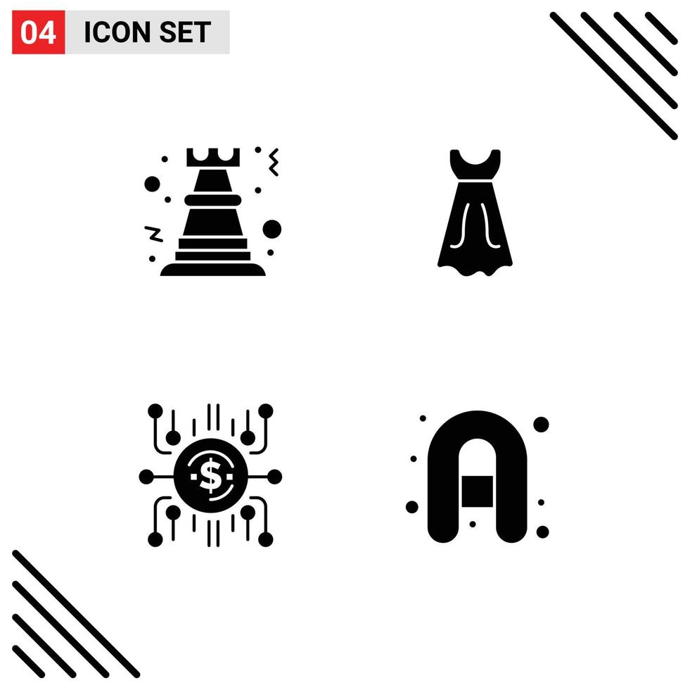 Modern Set of 4 Solid Glyphs and symbols such as pawn crowdfunding rock girl crowdselling Editable Vector Design Elements