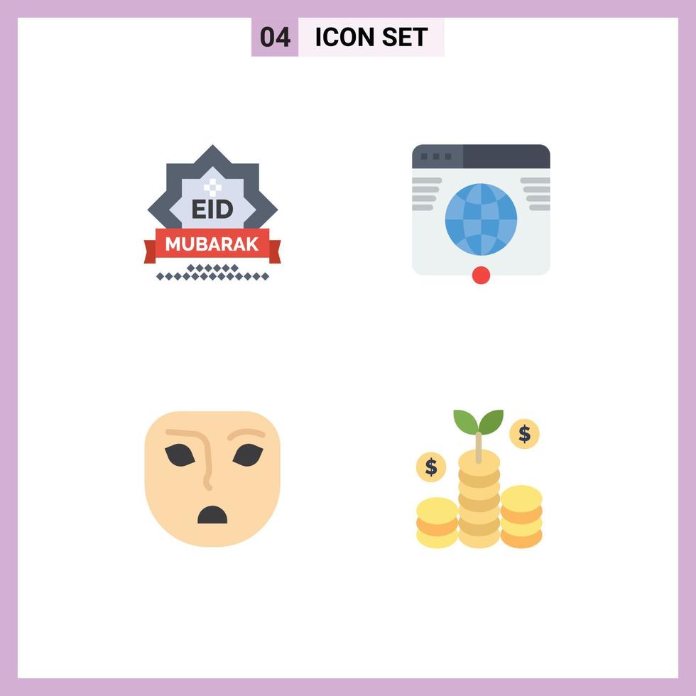 4 Creative Icons Modern Signs and Symbols of eid website star internet emotion Editable Vector Design Elements