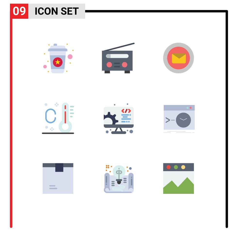 Set of 9 Modern UI Icons Symbols Signs for setting development chat summer typing Editable Vector Design Elements