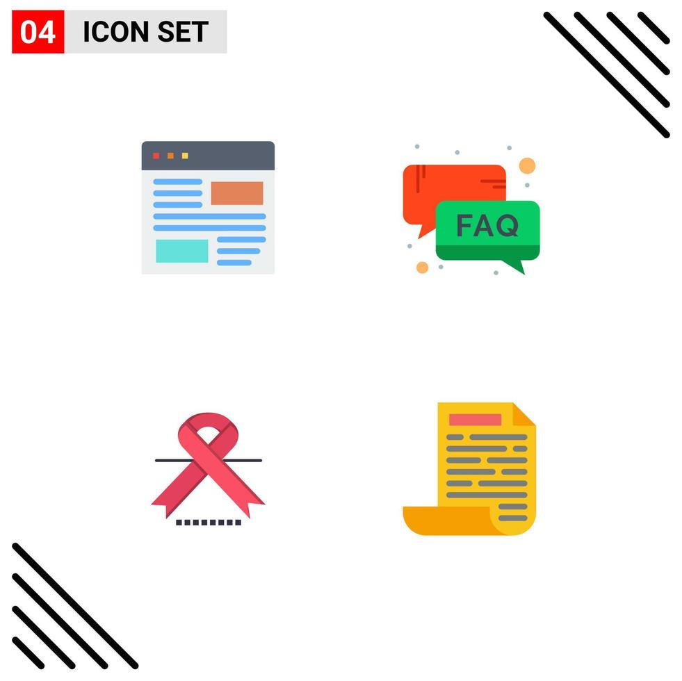 Stock Vector Icon Pack of 4 Line Signs and Symbols for application email layout help oncology Editable Vector Design Elements