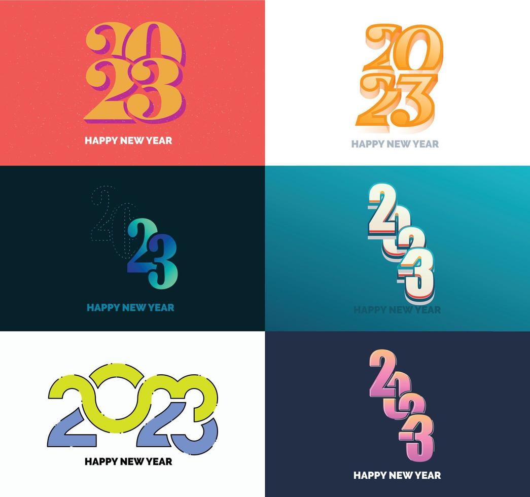 Big Collection of 2023 Happy New Year symbols Cover of business diary for 2023 with wishes vector