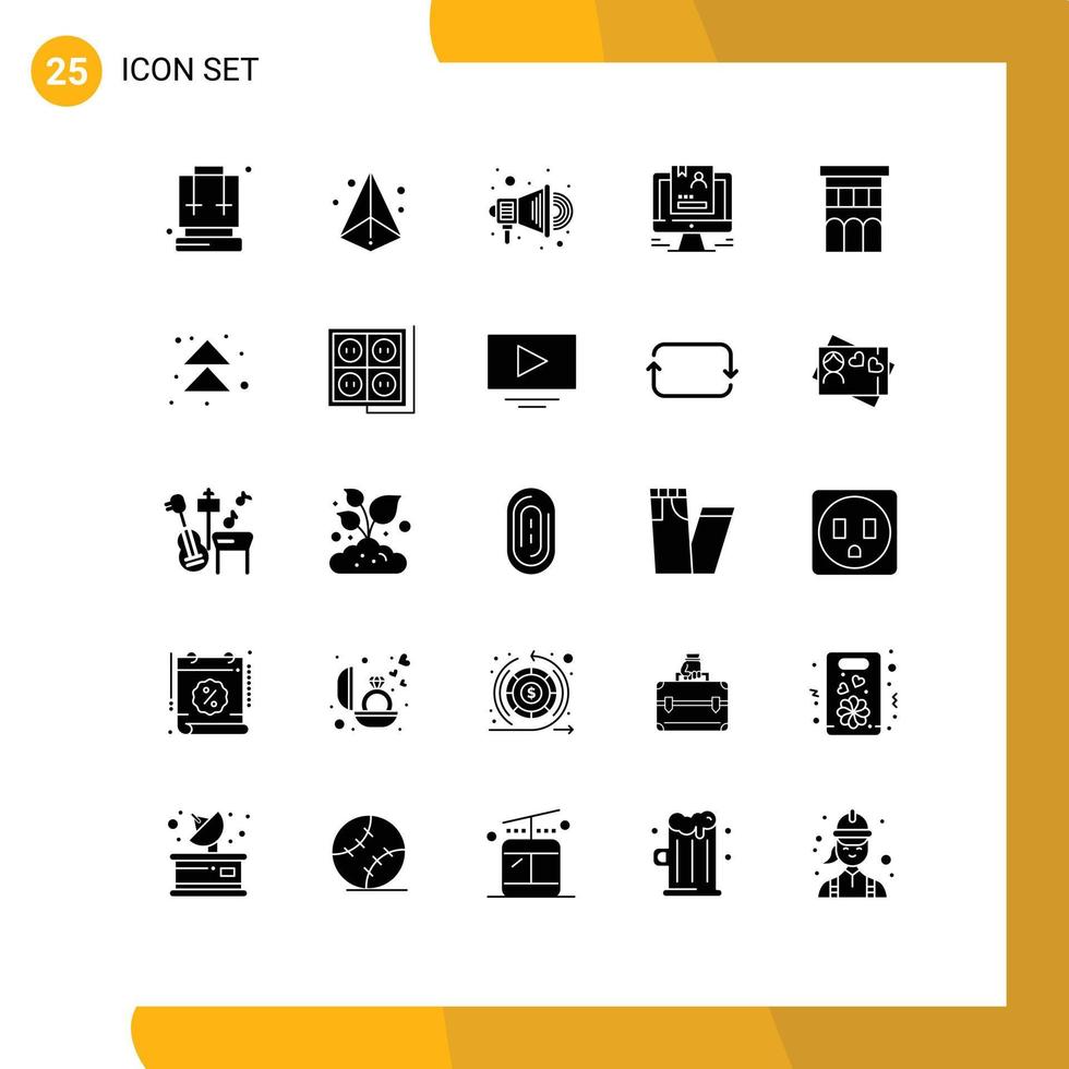 Stock Vector Icon Pack of 25 Line Signs and Symbols for estate cv advertise computer profile Editable Vector Design Elements