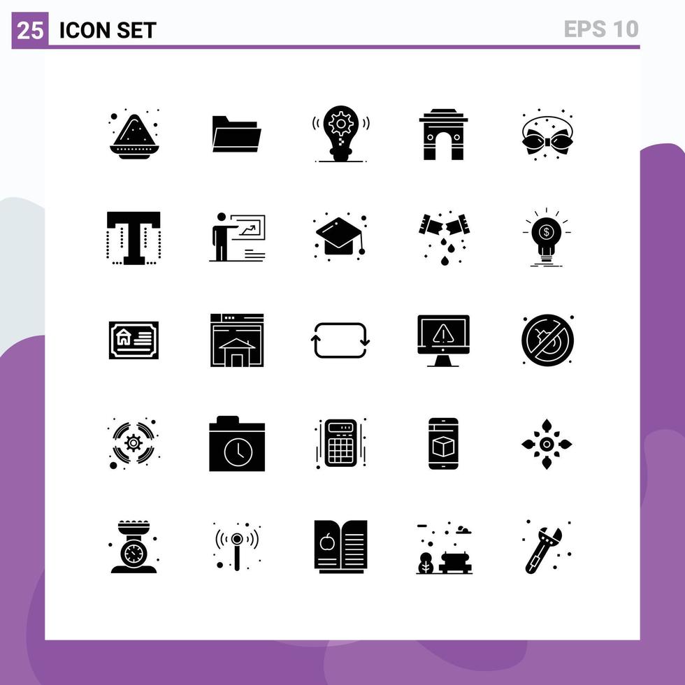 Universal Icon Symbols Group of 25 Modern Solid Glyphs of srilanka india bulb hinduism culture Editable Vector Design Elements