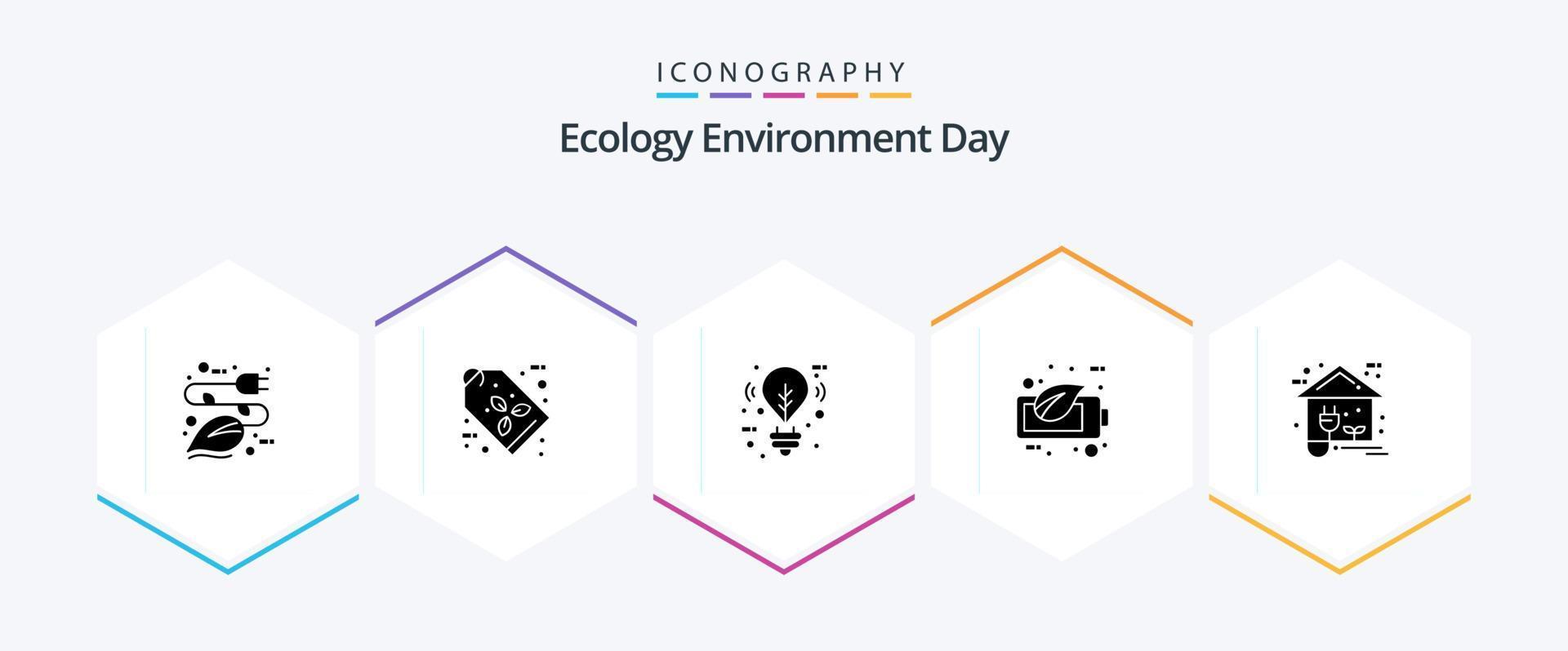 Ecology 25 Glyph icon pack including eco. green. tag. ecology. lighting vector