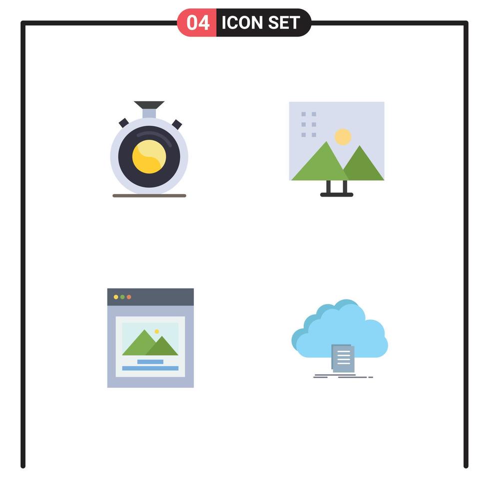 4 Thematic Vector Flat Icons and Editable Symbols of clock interface practice modify photographs picture Editable Vector Design Elements