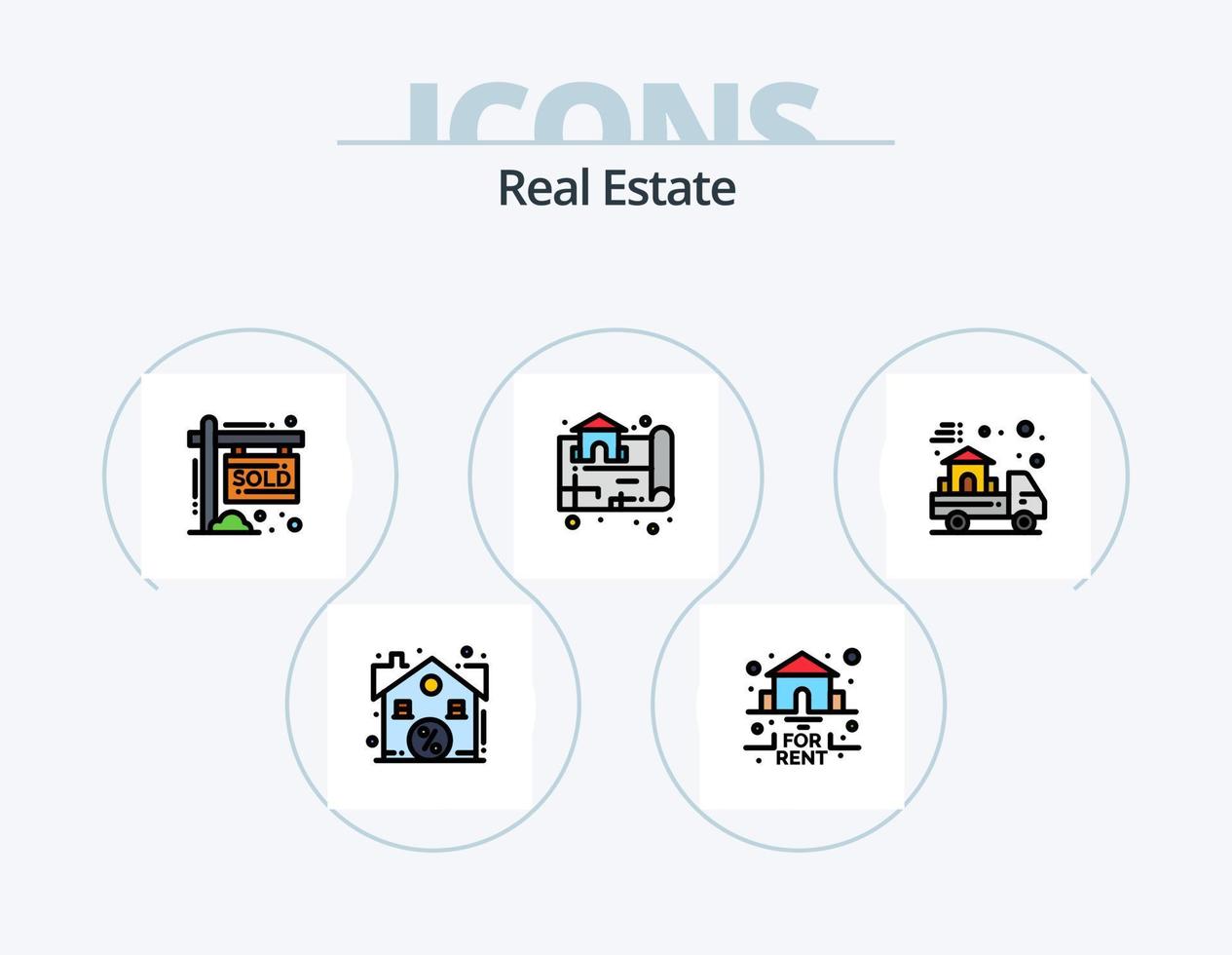 paquete de iconos llenos de línea inmobiliaria 5 diseño de iconos. bienes. venta. seguridad. bienes raíces. verdadero vector