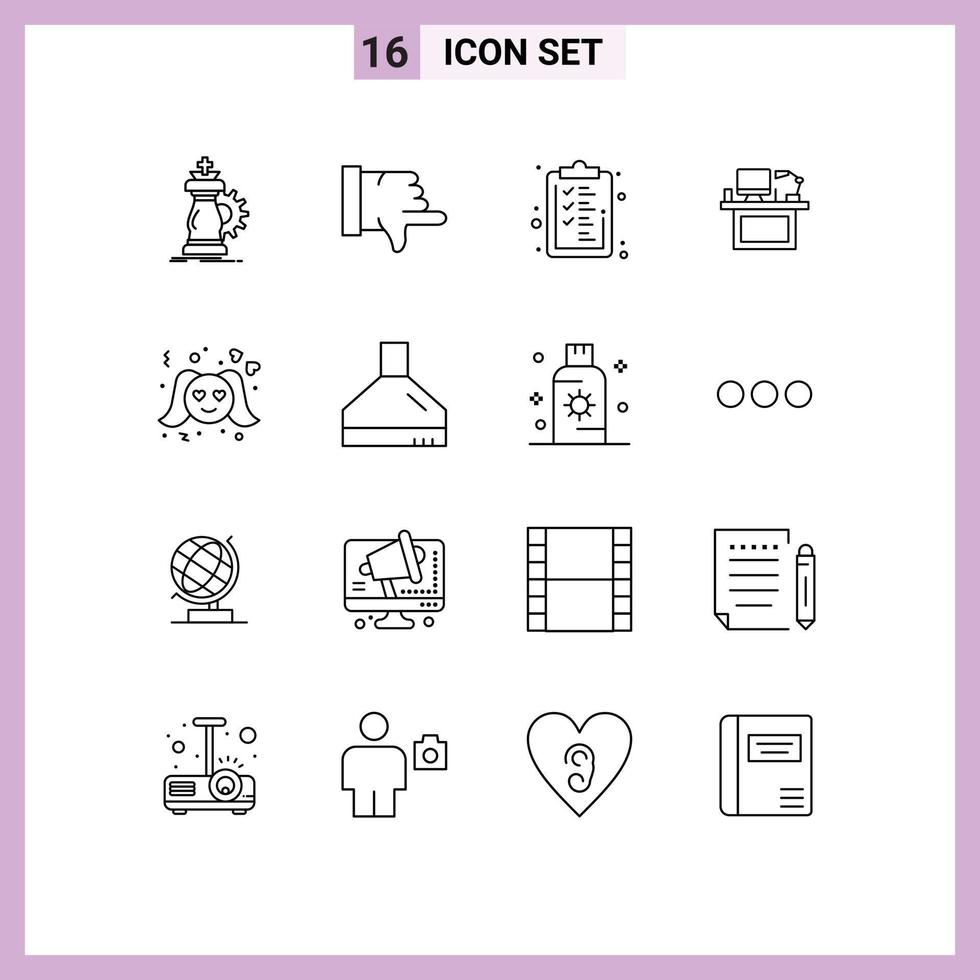 16 Creative Icons Modern Signs and Symbols of place monitor business desktop computer Editable Vector Design Elements