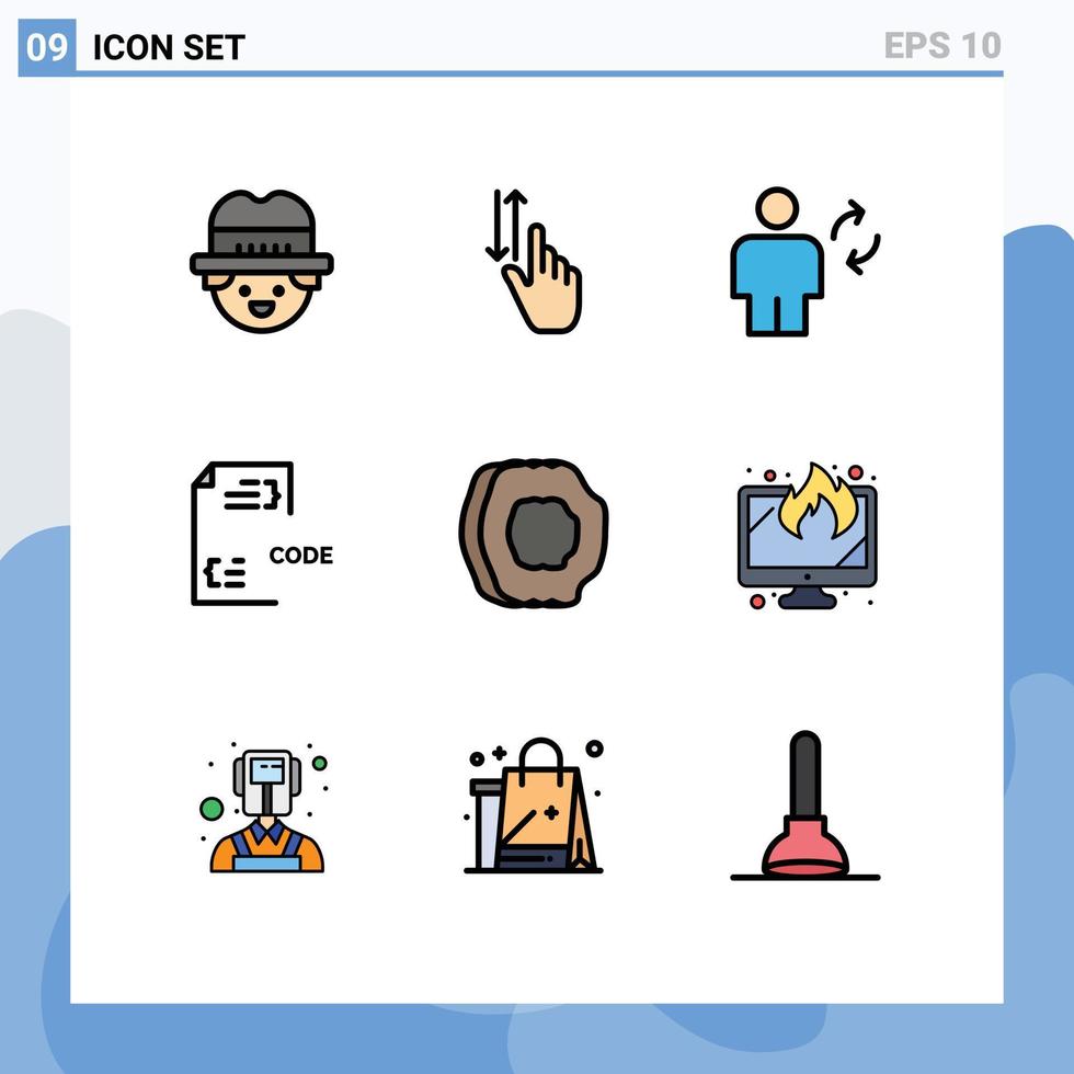 Filledline Flat Color Pack of 9 Universal Symbols of document develop avatar coding update Editable Vector Design Elements