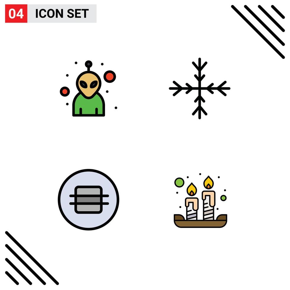 4 Creative Icons Modern Signs and Symbols of alien macaroon snow diet easter Editable Vector Design Elements