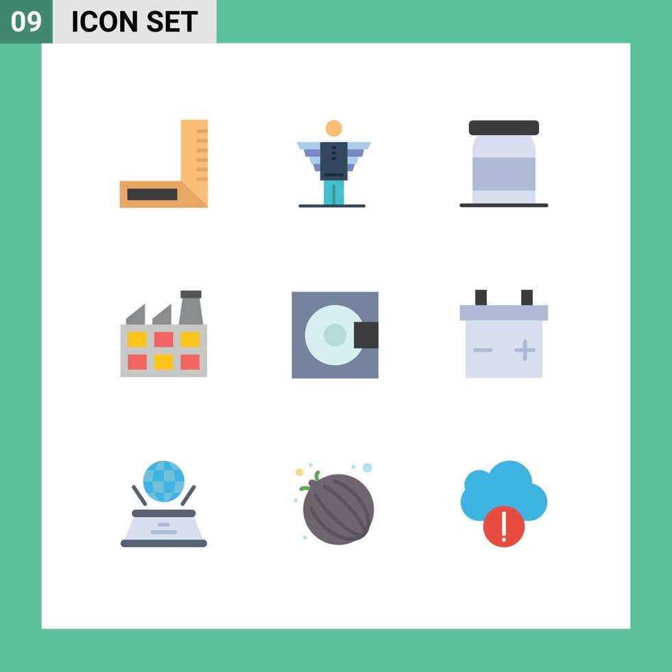 Group of 9 Modern Flat Colors Set for products electronics baby devices factory Editable Vector Design Elements