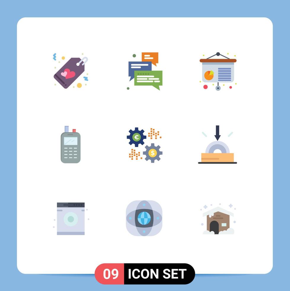 9 Universal Flat Color Signs Symbols of money wireless arrow receiver phone Editable Vector Design Elements