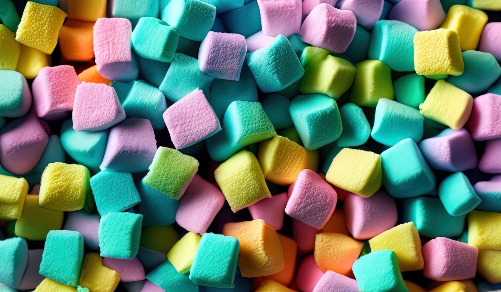 -professional food photography closeup of a Marshmallows. Chewy candy close-up on a turquoise background photo