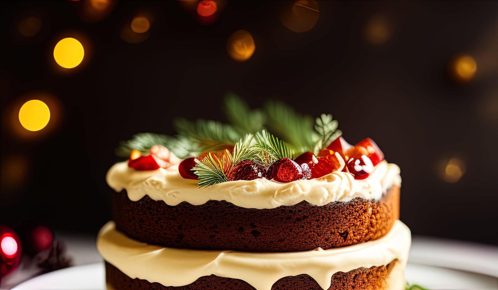 advertising professional food photography close up of a christmas cake photo