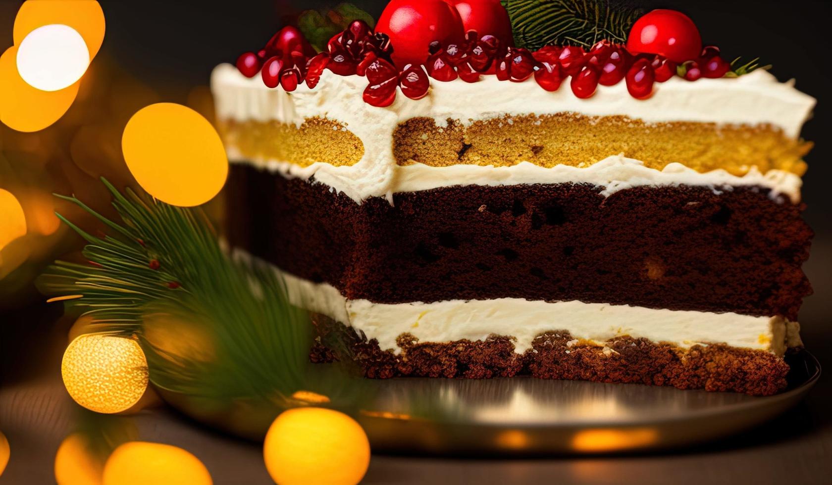 advertising professional food photography close up of a christmas cake photo