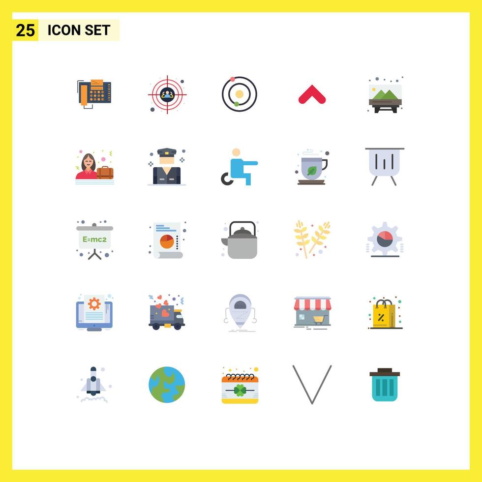 Pictogram Set of 25 Simple Flat Colors of image sign head shot up arrow Editable Vector Design Elements