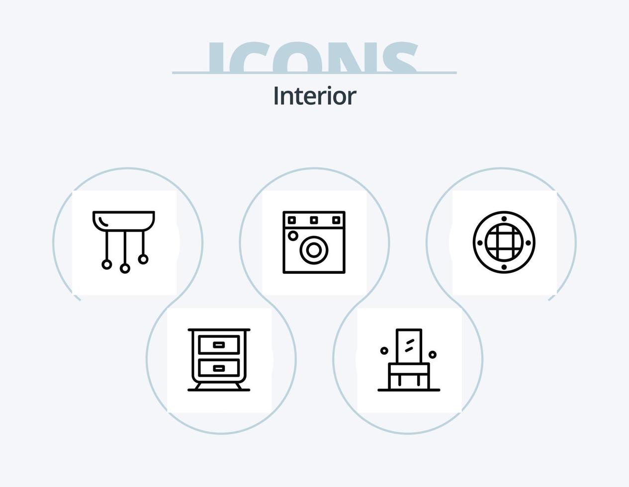 Interior Line Icon Pack 5 Icon Design. chair. interior. interior. household. end vector