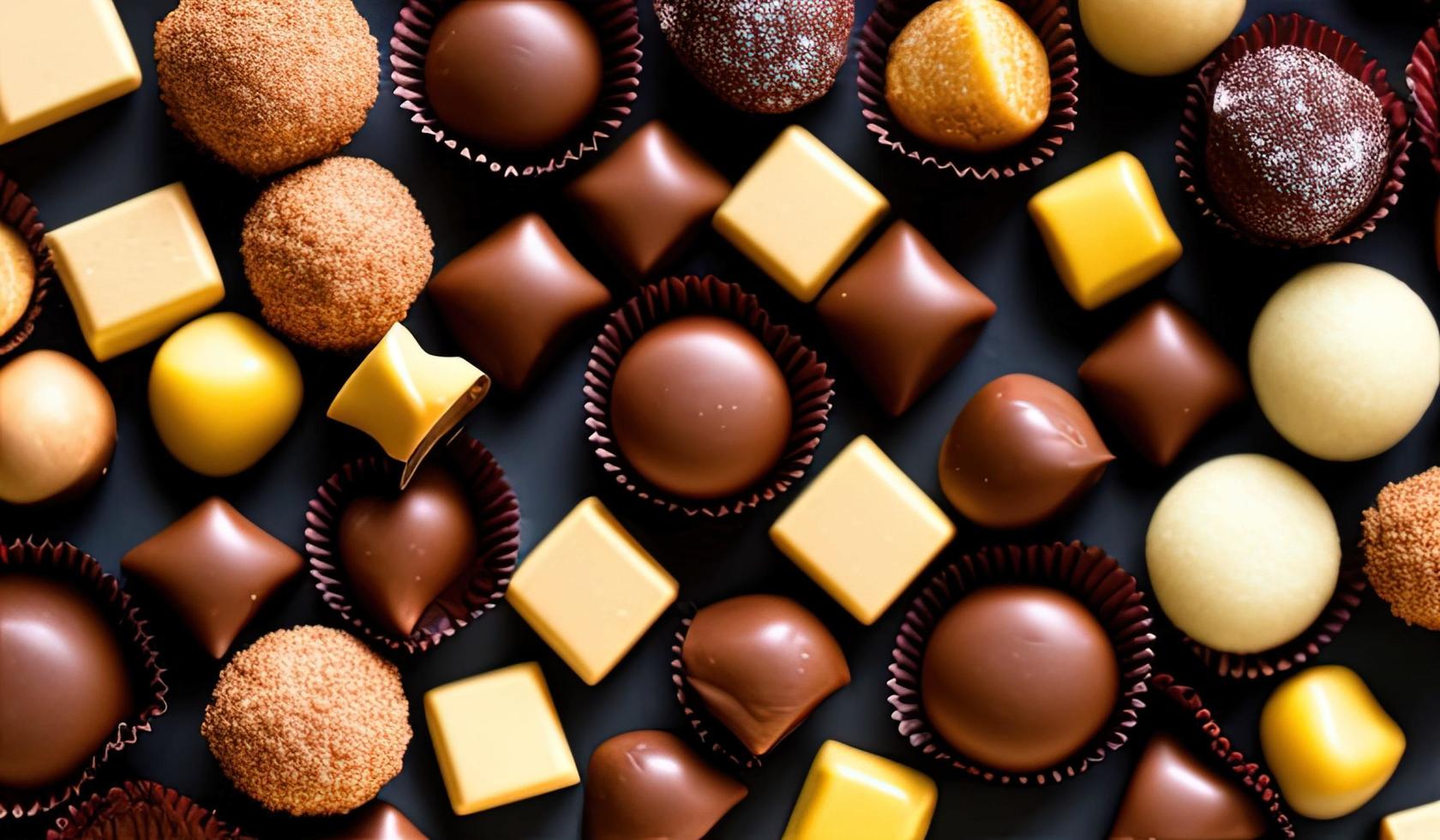 professional food photography closeup ofa close up of a tray of chocolates photo