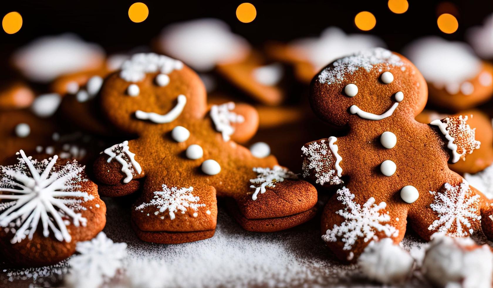 professional food photography of a Three gingerbread man cookies fall photo